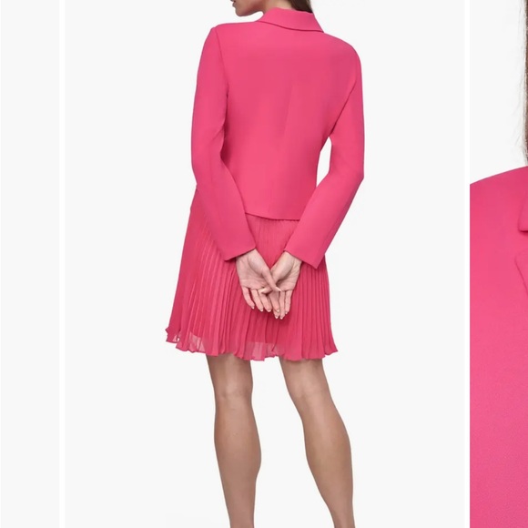DKNY Pleated Long Sleeve Blazer Dress